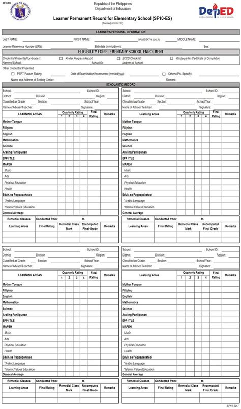 sf10 form 137|sf 10 download deped form.